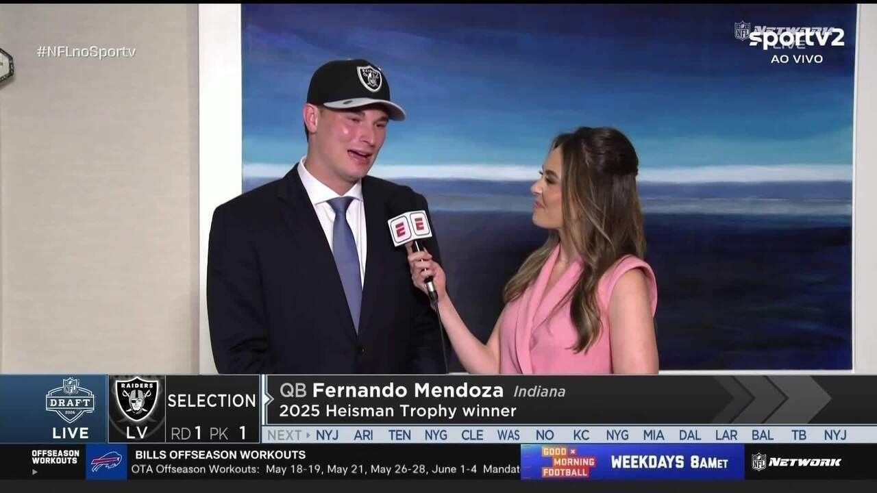 Raiders escolhem QB Fernando Mendoza como a 1ª escolha do Draft. Reprodução: Ge