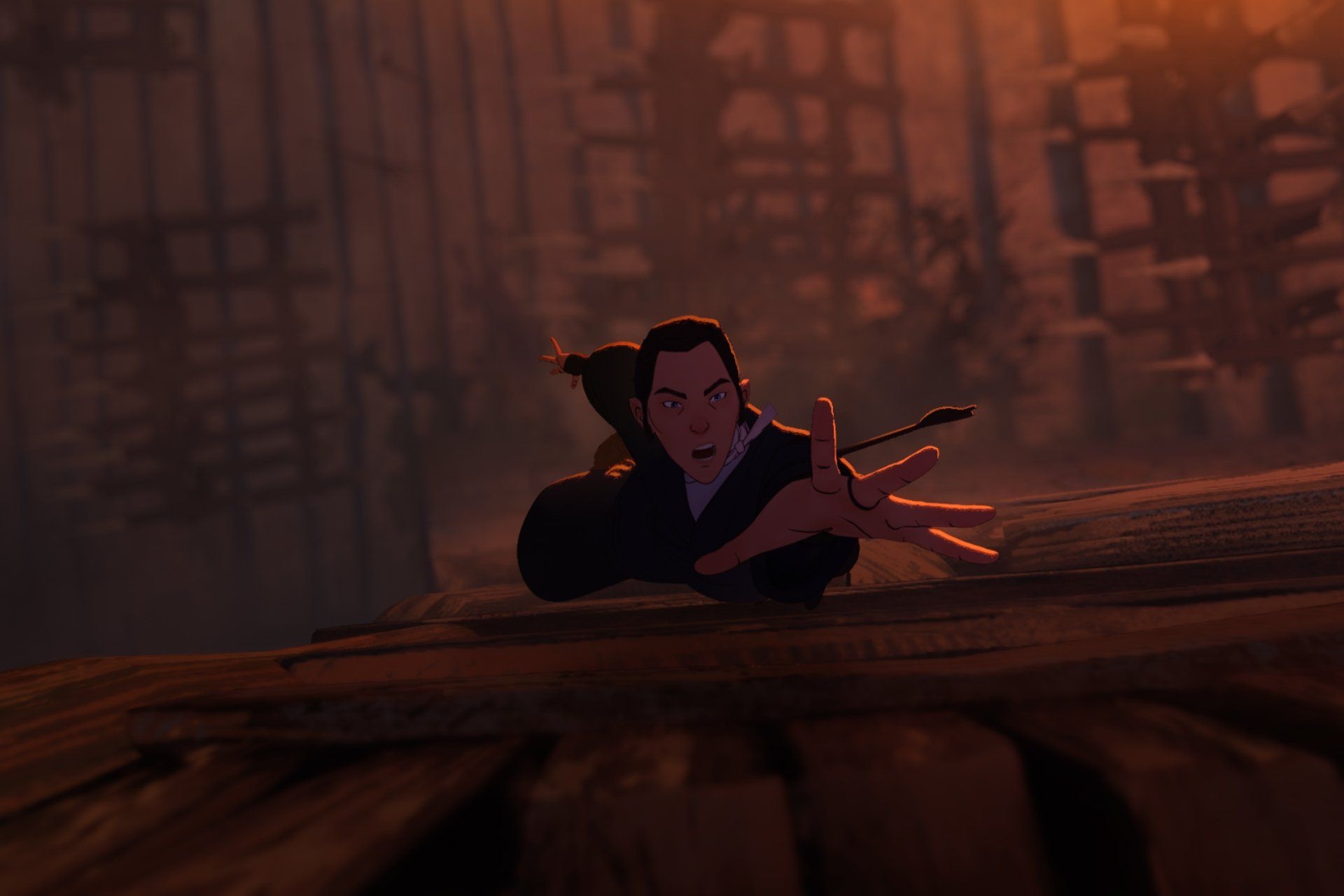 Mizu, a personagem central, busca vingança em meio a conflitos em Londres. Reprodução: Gizmodo