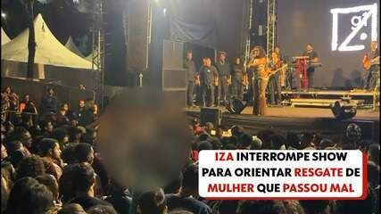 Iza interrompe show na Virada Cultural de SP para ajudar resgate de mulher. Reprodução: Globo