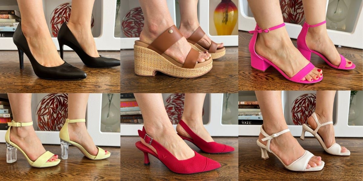Destaque para a seleção de sapatos de salto confortáveis testados para o dia a dia. Reprodução: Samantha Crozier/Business Insider