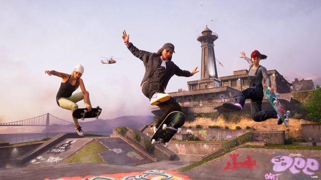 Rayssa Leal, Letícia Bufoni e Bob Burnquist são personagens jogáveis no novo game. Reprodução: IGN Brasil