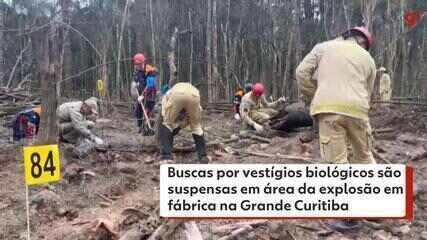 Buscas por vestígios biológicos são suspensas após explosão em fábrica no Paraná.; Reprodução: Globo