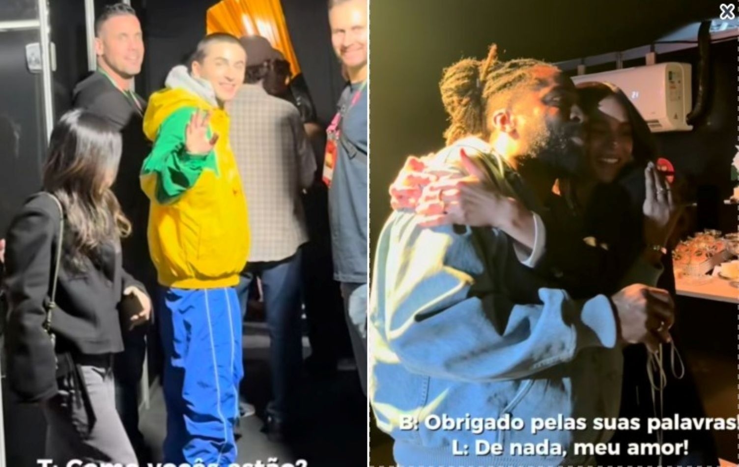 [Lázaro Ramos, Bruna Marquezine e Timothée Chalamet na CCXP]. Reprodução: Gshow