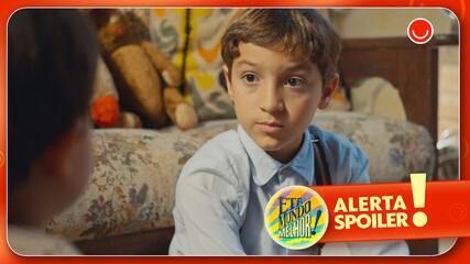 Simbá provoca Samir sobre sua marca de nascença em cena de Êta Mundo Melhor! Legenda da imagem. Reprodução: Globo