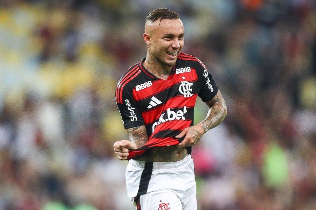 Flamengo comemora situação favorável após a derrota do Palmeiras para o Bahia. Reprodução: Globo