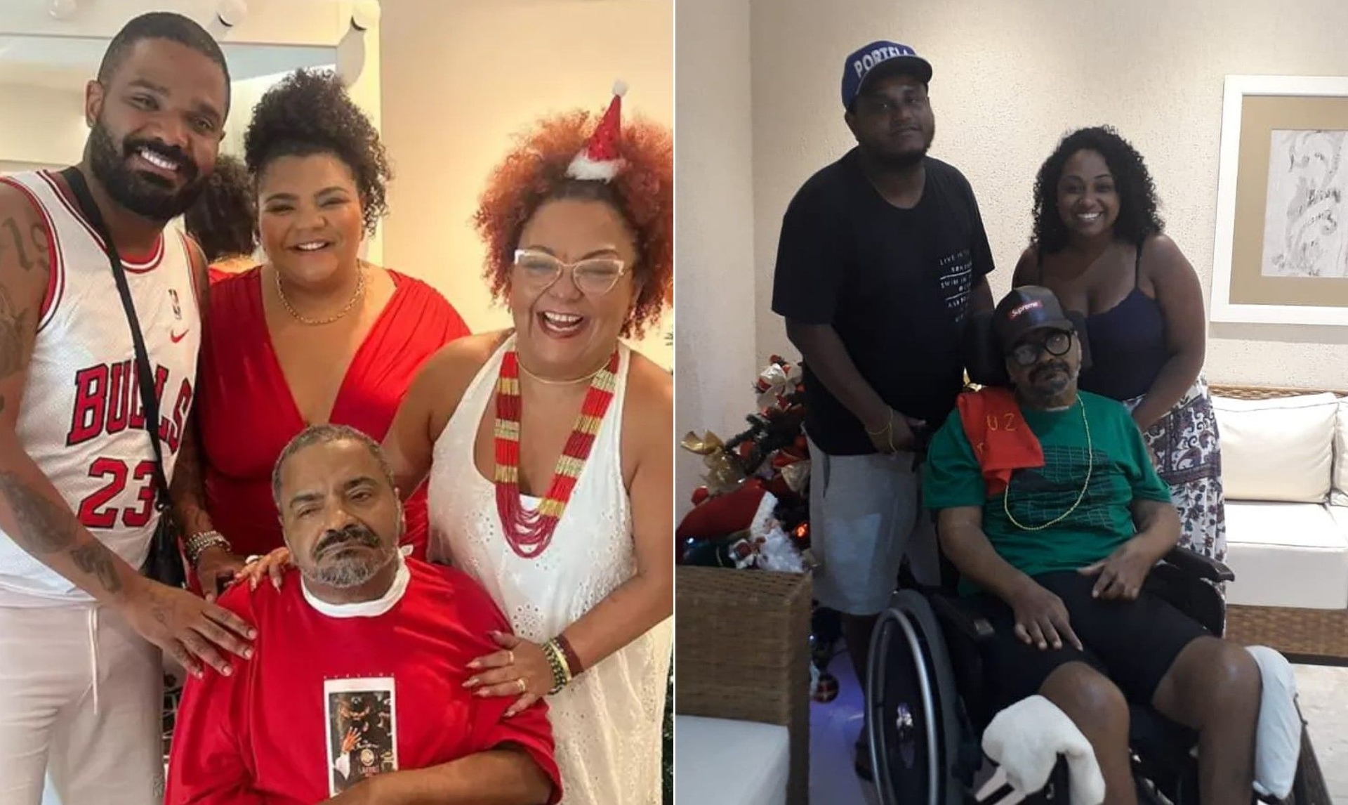 Arlindo Cruz ao lado da esposa Babi e dos filhos Arlindinho e Flora, após longos anos afastado dos palcos. Legenda da imagem. Reprodução: Agência O Globo