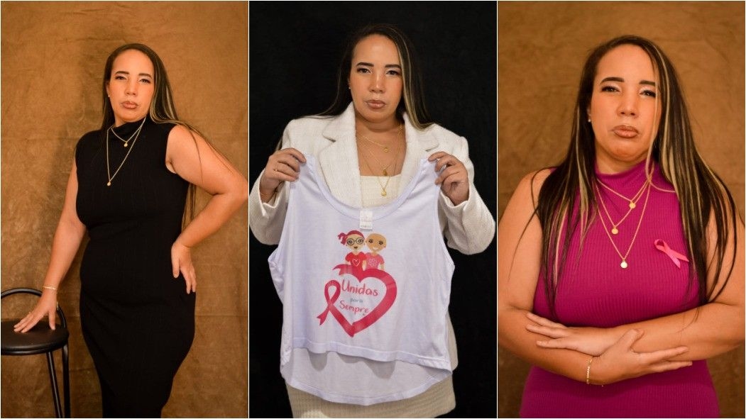 Jovem com câncer de mama em tratamento, evidenciando aumento de casos até 50 anos. Legenda da imagem. Reprodução: Retorno do item 11