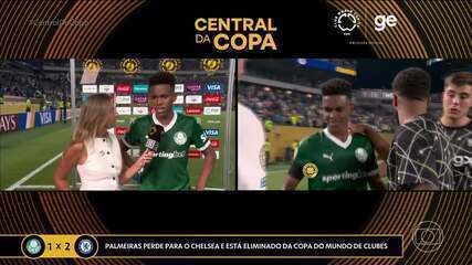Estêvão se despede do Palmeiras com emoção após eliminação na Copa do Mundo de Clubes. Reprodução: Globo