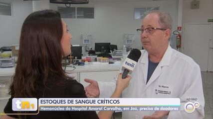 Hemonúcleo de Jaú enfrenta crise de estoque e pede doações de sangue urgentemente. Reprodução: Globo