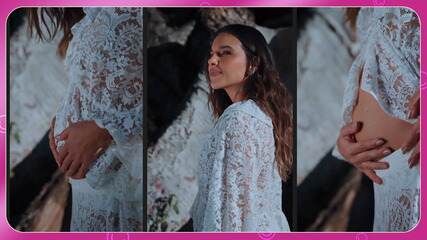 Mariana Rios anuncia com alegria sua gravidez ao lado do noivo Juca Diniz. Reprodução: Globo