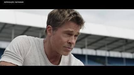 Brad Pitt e Damson Idris gravam cenas emocionantes de 'F1' durante o GP de Abu Dhabi. Reprodução: Gshow.