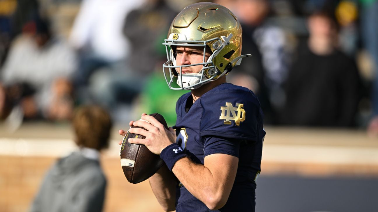 CJ Carr, da Notre Dame, se prepara para a temporada, liderando as odds do Heisman Trophy.