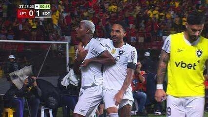 Cuiabano comemora gol que garantiu vitória do Botafogo sobre o Sport no Brasileirão 2025. Reprodução: Globo