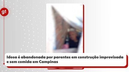 Idosa resgatada após ser abandonada em local improvisado sem comida em Campinas. Reprodução: Globo