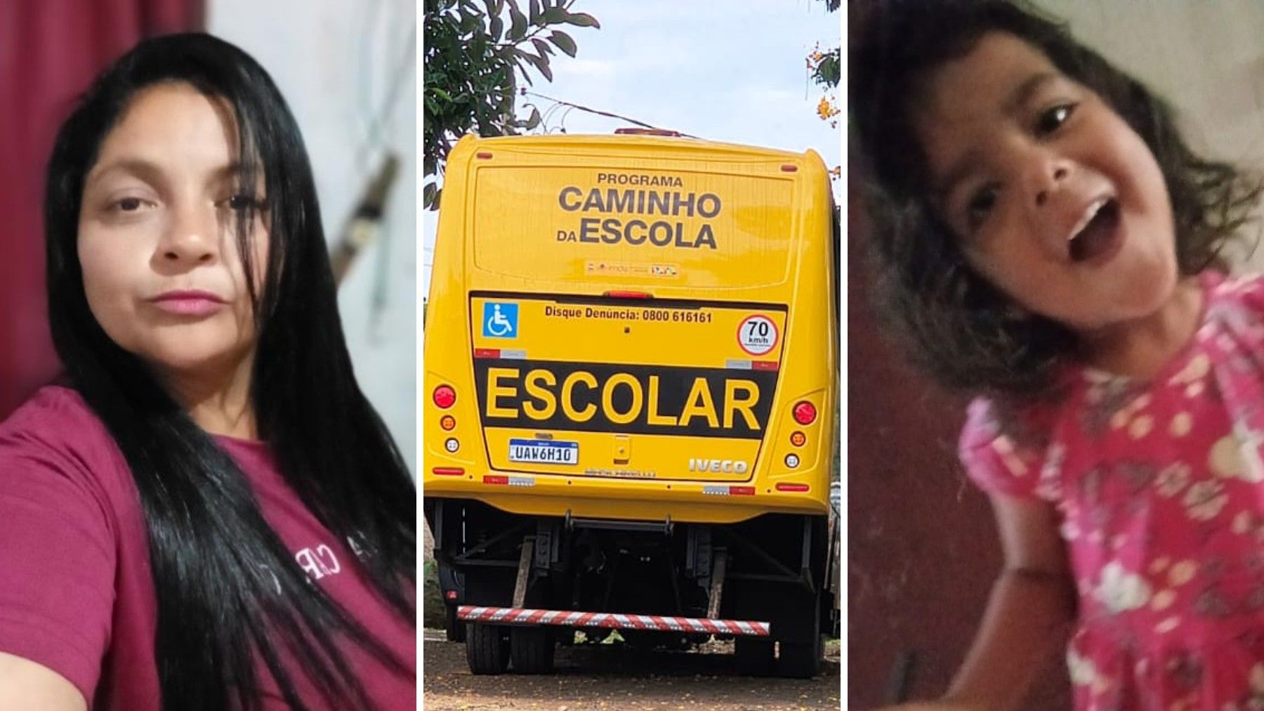 Avó e neta morreram atropeladas por ônibus escolar no Paraná, dois dias antes do aniversário da criança.. Reprodução: G1