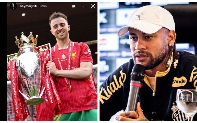 Neymar homenageia Diogo Jota em postagem nas redes sociais. Reprodução: ig.com.br