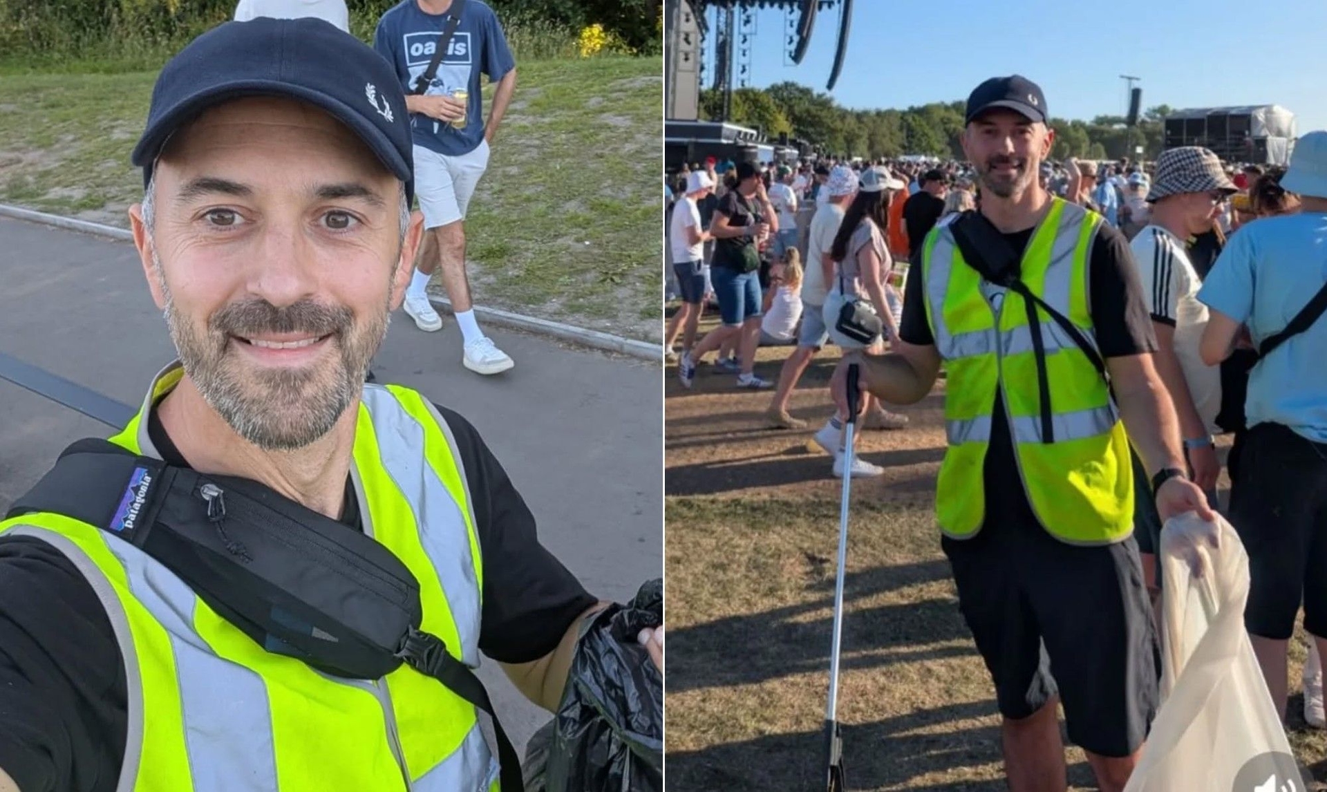 Fã do Oasis se disfarça de catador de lixo para entrar em show sem ingresso. Reprodução: Globo