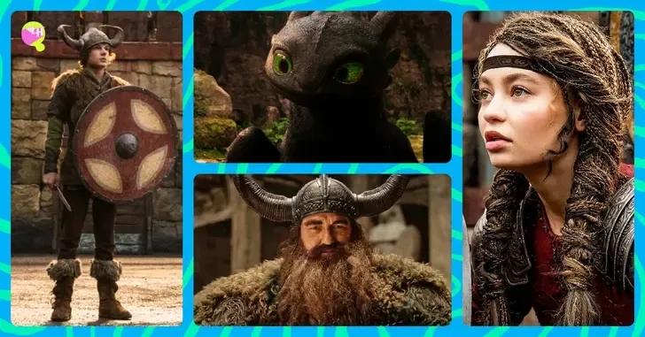 Personagens de Como Treinar Seu Dragão destacados em quiz interativo. Reprodução: Legião dos Heróis.