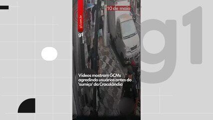 GCMs são flagrados agredindo usuários e comerciantes na Cracolândia antes de área ficar vazia. Reprodução: Globo
