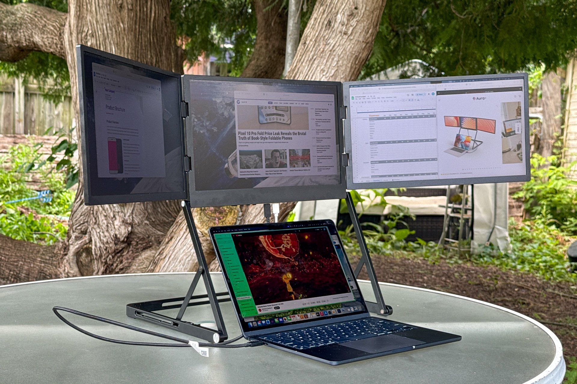 Análise do monitor portátil Auro Triple Aero Pro Max revela falhas na execução. Reprodução: Gizmodo