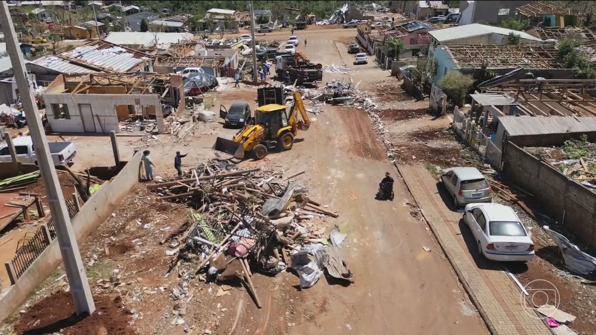 Tornado passa por Rio Bonito do Iguaçu, PR; mortes sobem para sete. Reprodução: TV Globo