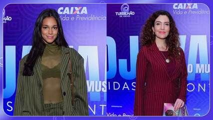 Alane Dias e Larissa Maciel compartilham look idêntico na estreia de musical. Reprodução: Globo