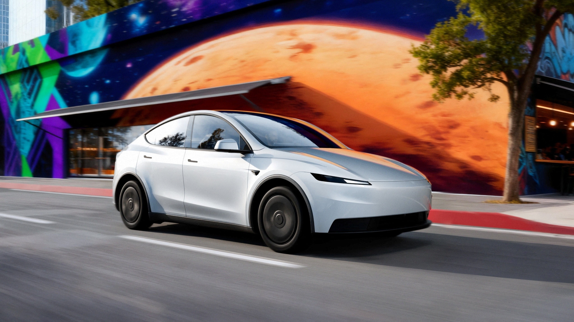 Model Y Standard, versão mais barata da Tesla, exibido sem Autosteer e com recursos reduzidos. Reprodução: Business Insider