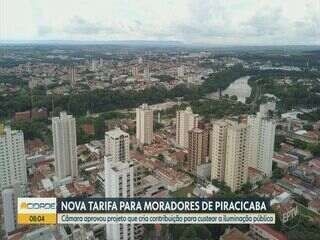 Câmara de Piracicaba aprova contribuição para custeio da iluminação pública. Reprodução: Globo