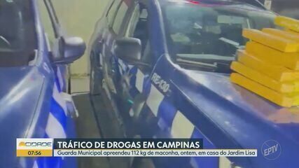 Guarda Municipal de Campinas apreende 112 kg de maconha em ação em casa abandonada. Reprodução: Globo