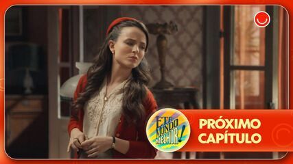 Estela questiona Celso sobre sua presença no orfanato, mas Zulma intervém. Reprodução: Globo