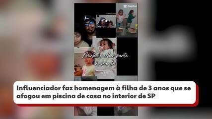 Pai homenageia a filha de 3 anos que faleceu afogada em piscina. Reprodução: Globo