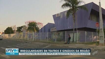Irregularidades como extintores vencidos e fiação exposta foram encontradas em teatros de Limeira. Reprodução: Globo