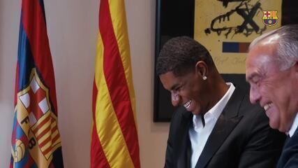 Rashford se integra ao elenco do Barcelona em seu terceiro treino. Reprodução: Globo