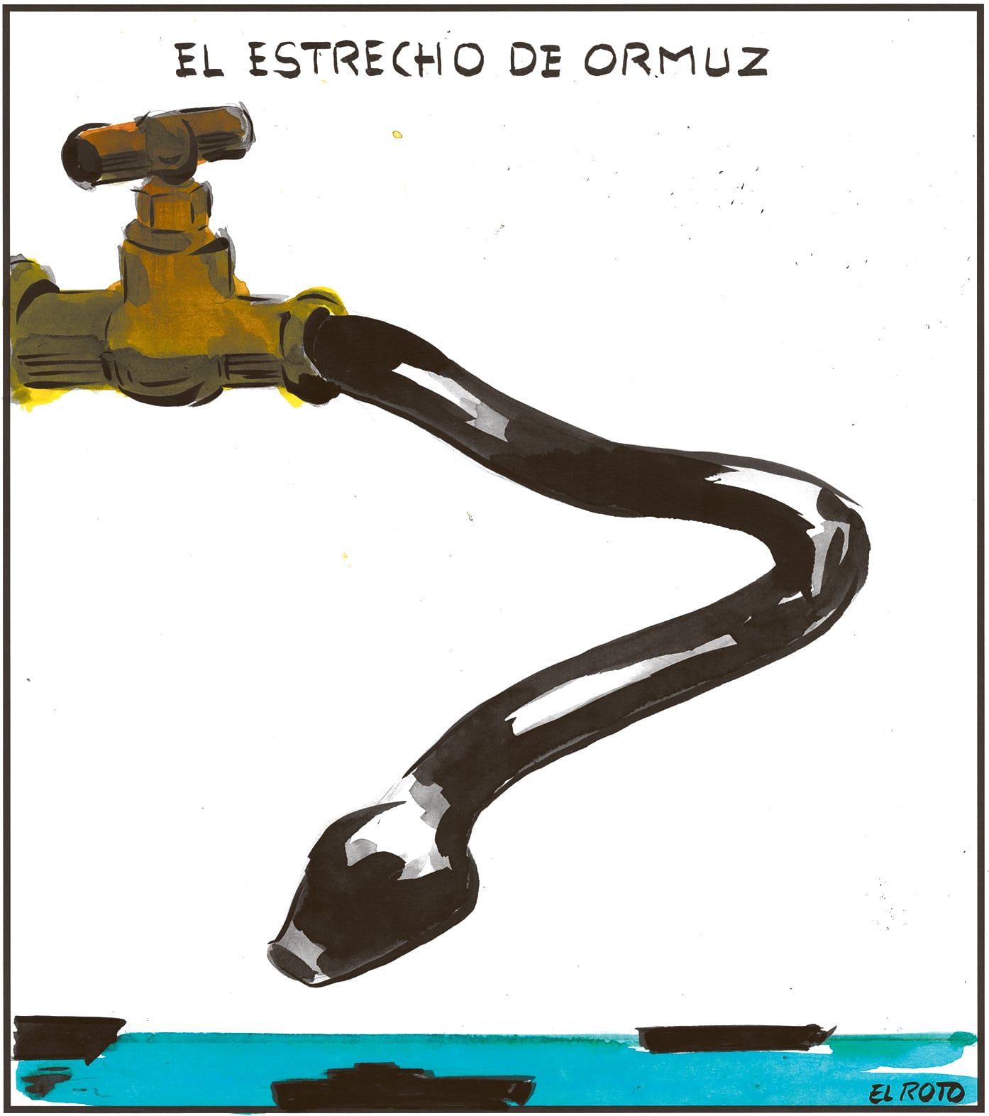 Caricatura de El Roto sobre o Estreito de Hormuz. Reprodução: Elpais