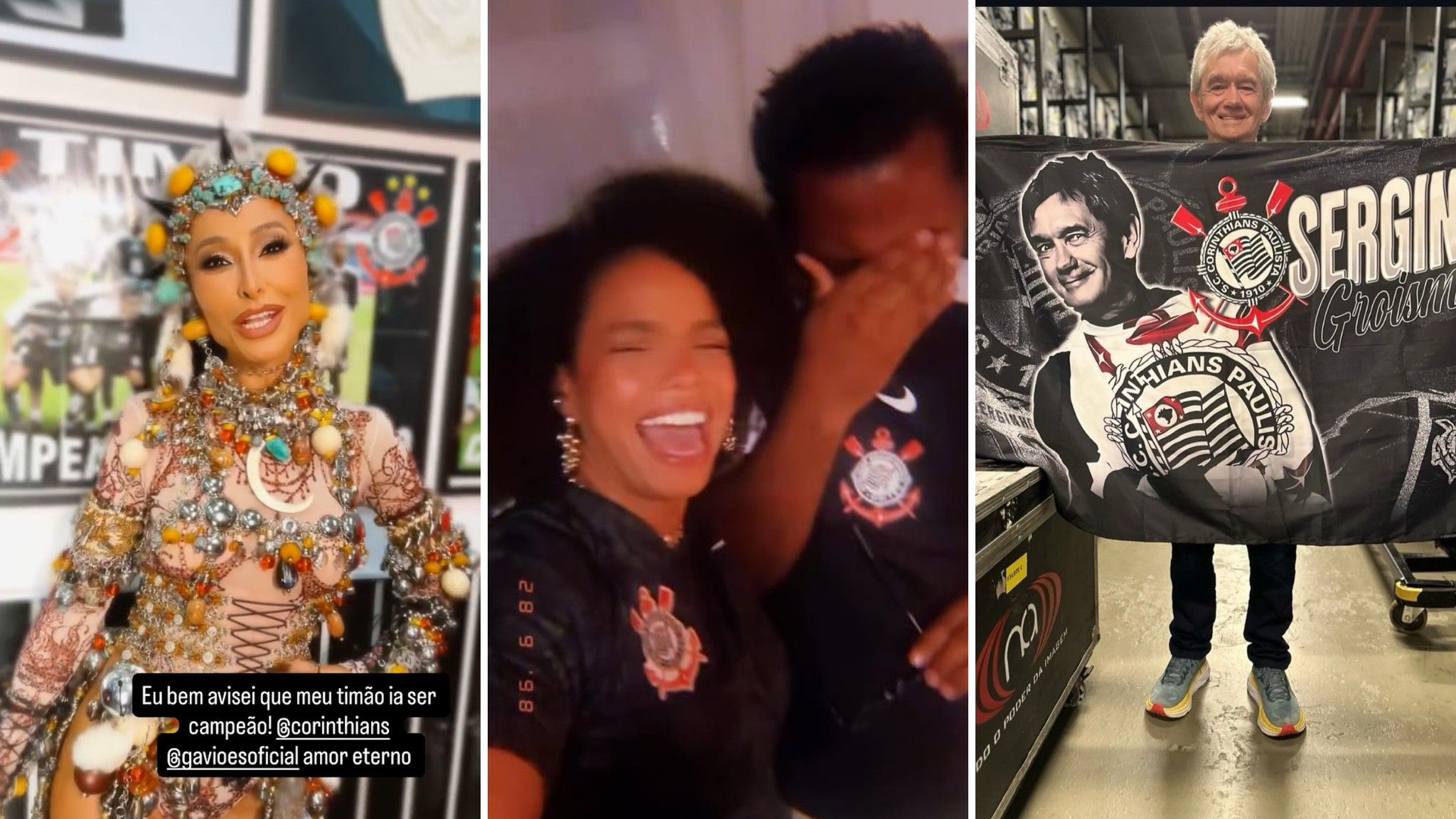 Celebridades e torcedores celebram o título do Corinthians na Copa do Brasil.. Reprodução: Gshow