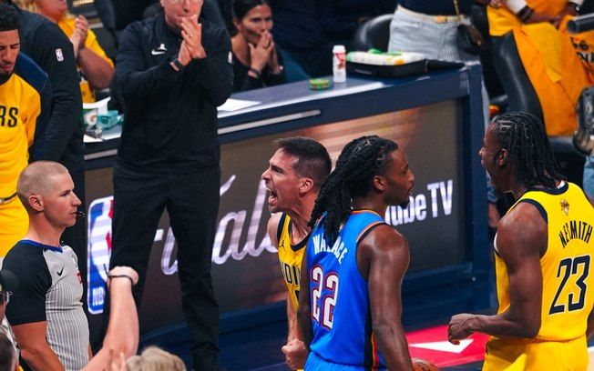 Indiana Pacers vence Oklahoma City Thunder e se aproxima do título inédito da NBA. Legenda da imagem. Reprodução: iG.
