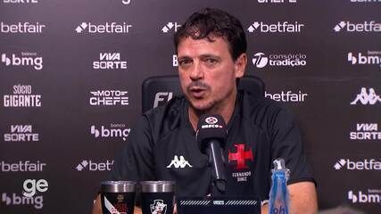 Diniz defende João Victor e pede apoio da torcida no Vasco.; Reprodução: Globo