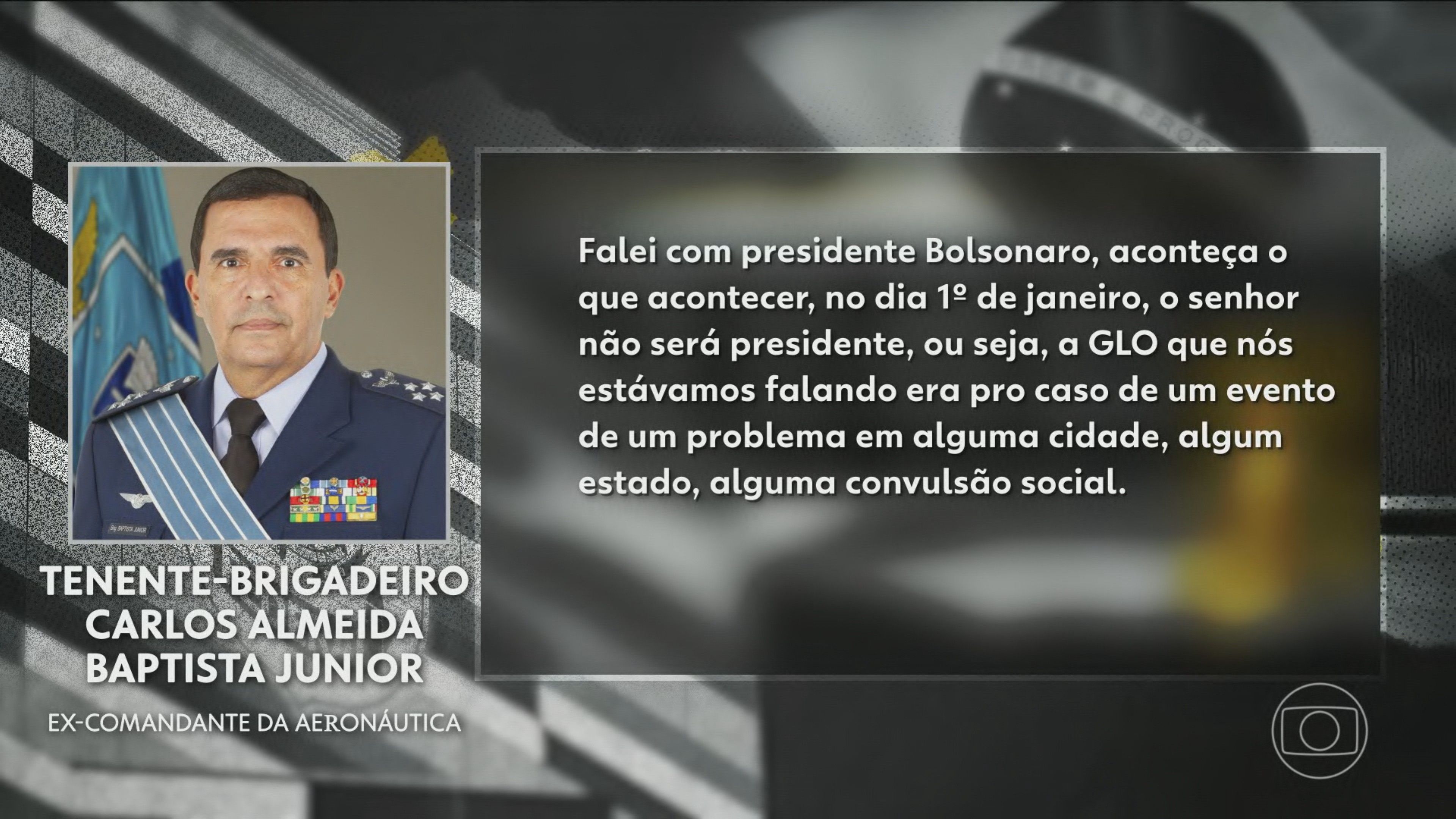 Ex-comandante da Aeronáutica detalha plano golpista de Bolsonaro em depoimento ao STF.; Reprodução: Jornal Nacional