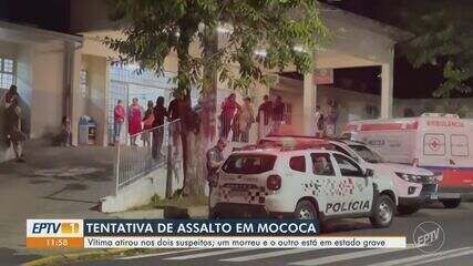 Comerciante reage a assalto e mata um suspeito em Mococa. Reprodução: Globo