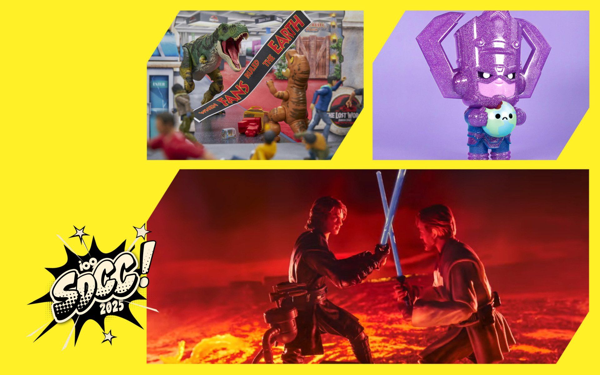 Coleção de brinquedos exclusivos na SDCC 2025. Reprodução: Gizmodo