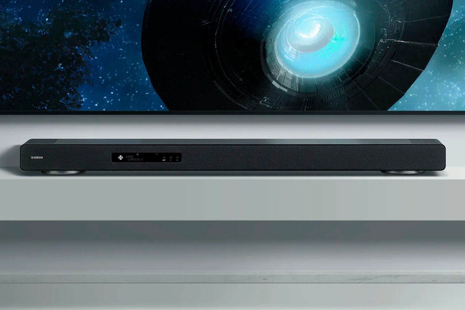 Configuração de home theater da Yamaha, ideal para momentos em família. Reprodução: Gizmodo