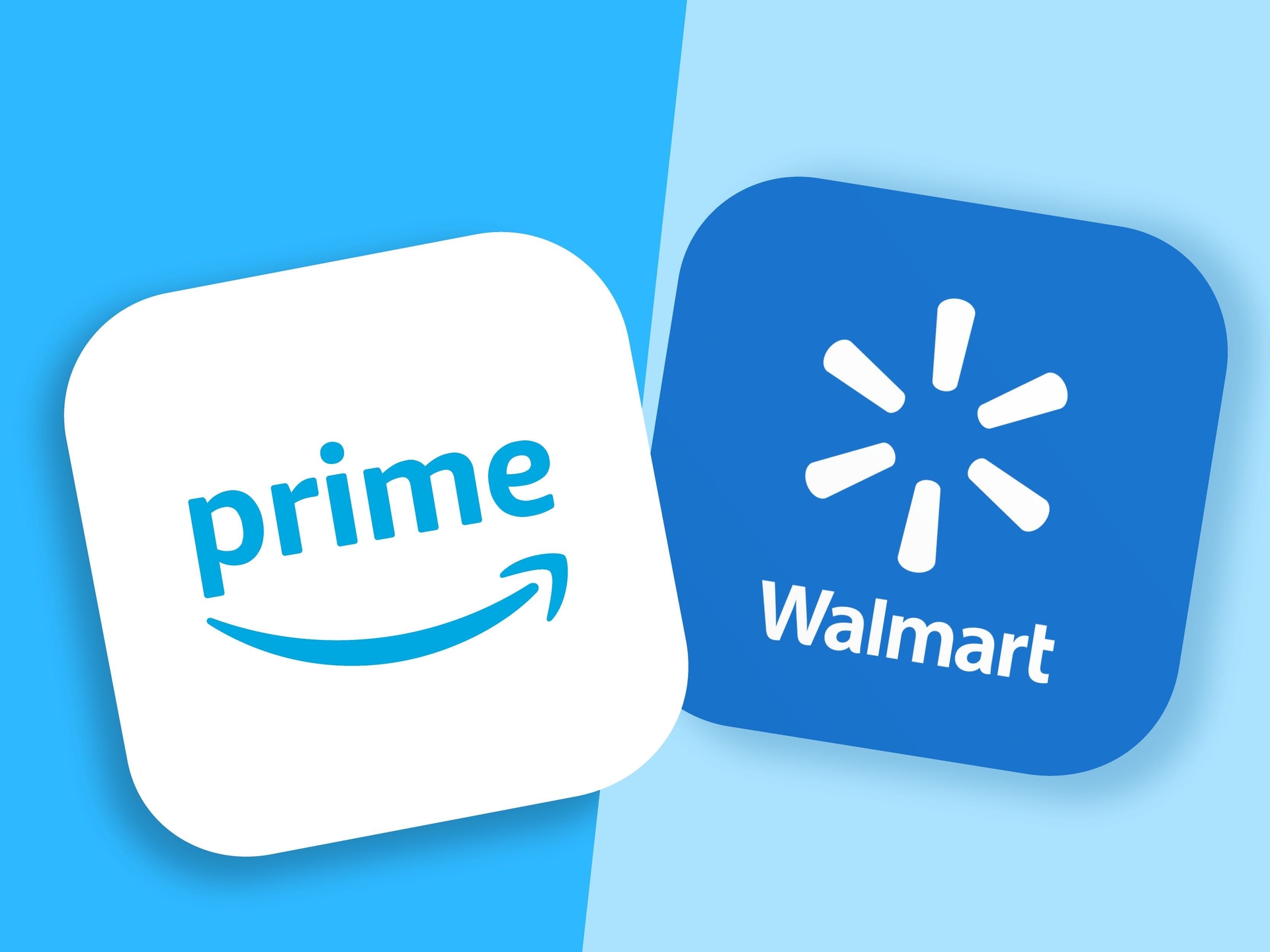 Logos de Amazon Prime e Walmart Plus destacam serviços de entrega e benefícios para assinantes. Reprodução: Business Insider