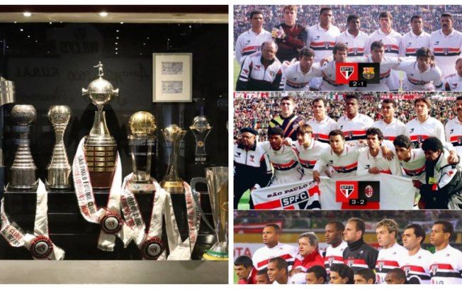 São Paulo provoca Palmeiras com montagem de troféus históricos e convida para conhecer seu memorial. Reprodução: Esporte IG