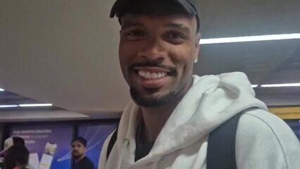 Carlos Miguel chega ao Brasil para assinar contrato com o Palmeiras. Reprodução: Globo