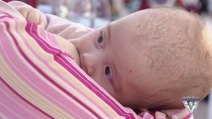 A campanha Agosto Dourado promove a importância da amamentação em Santos. Reprodução: Globo