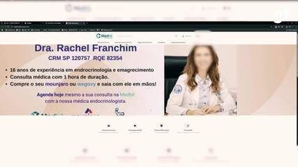 Médica usa estratégia para denunciar site que falsamente vende medicamentos em seu nome. Reprodução: Globo