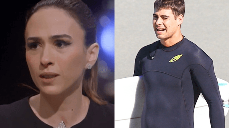 Rafael Vitti é fotografado surfando em Joatinga; volume na roupa gera comentários de Tatá Werneck. Reprodução: Terra