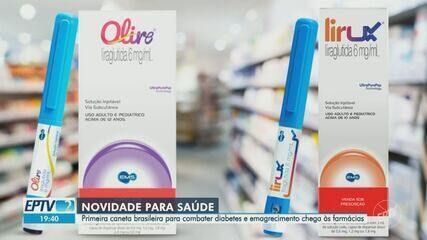 Mulher aplica caneta para emagrecimento em abdômen na farmácia. Reprodução: Globo
