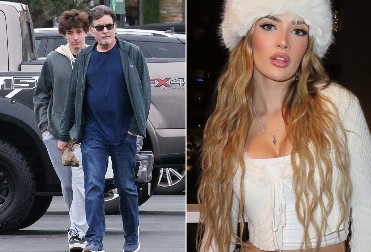 Ator é flagrado com o filho Max, após meses sem se comunicar com Sami Sheen. Reprodução: Globo