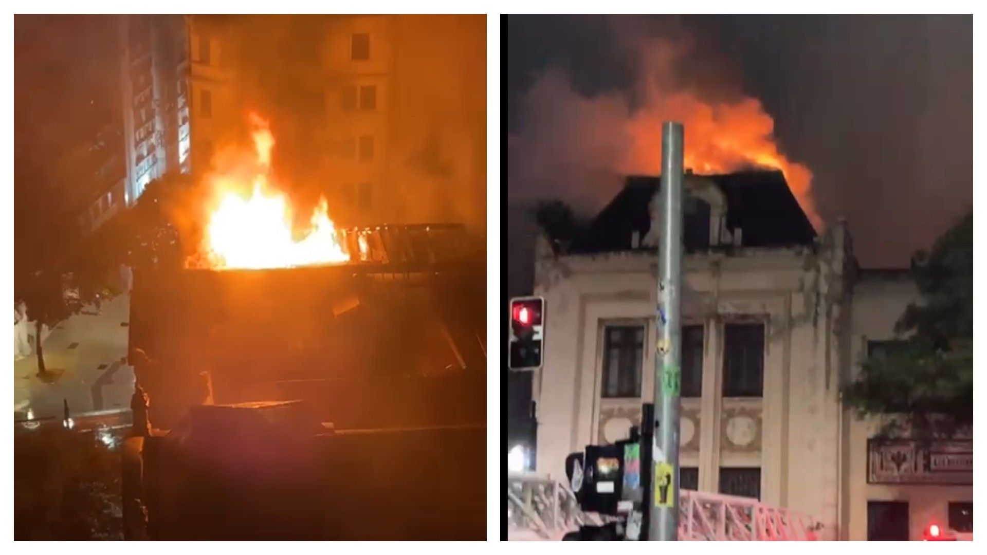 Incêndio atinge a Faculdade de Direito da USP, no Centro de SP.. Reprodução: G1